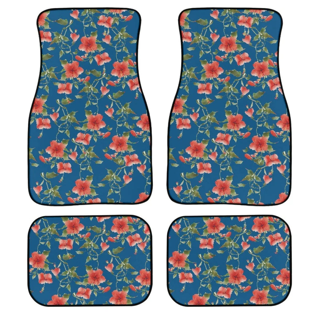 Black printed rubber car floor mat set showing textured surface and 20mm thickness.