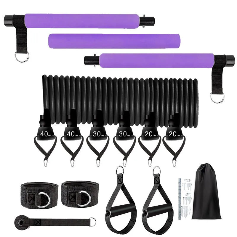 11-piece women's TPE resistance band fitness set with multiple colour and resistance options