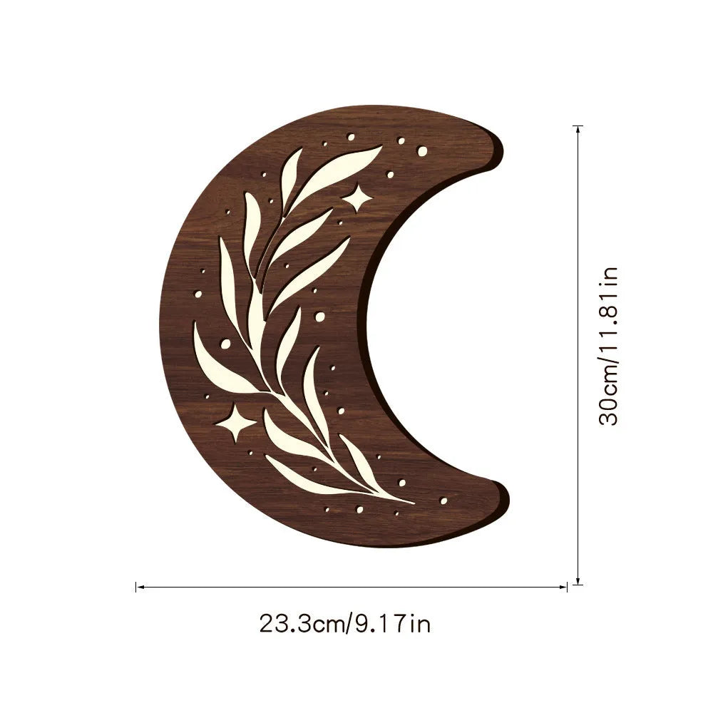 Wooden pendant lamp with three-dimensional leaf crescent design in modern minimalist style