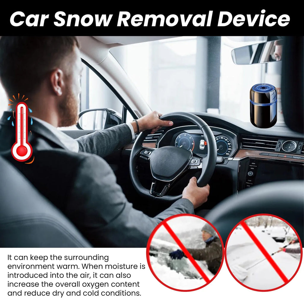 Compact portable electric car windscreen de-icing tool on a stable surface.