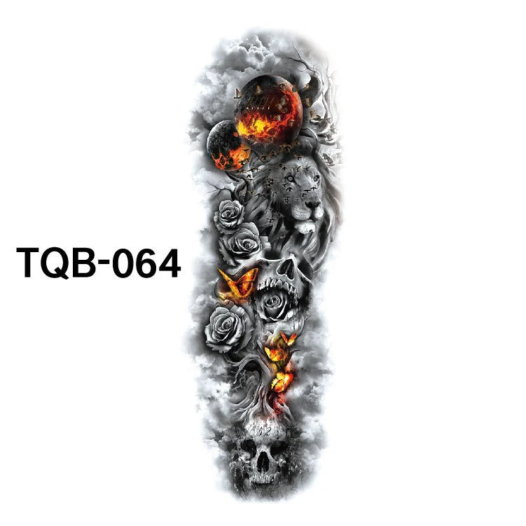 Waterproof full arm tattoo sticker with vibrant designs for temporary body art