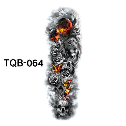 Waterproof full arm tattoo sticker with vibrant designs for temporary body art