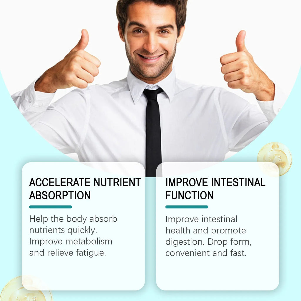 60ml bottle of digestive health supplement drops for intestinal care with herbal formula