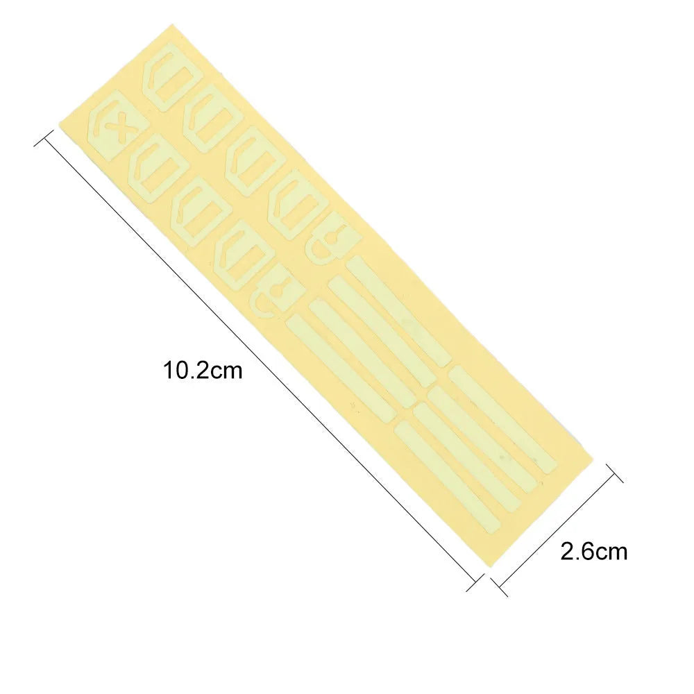 Car window luminous key sticker in PET material with strong adhesion, available in Blue, Green, and Orange for glow-in-dark use on window buttons