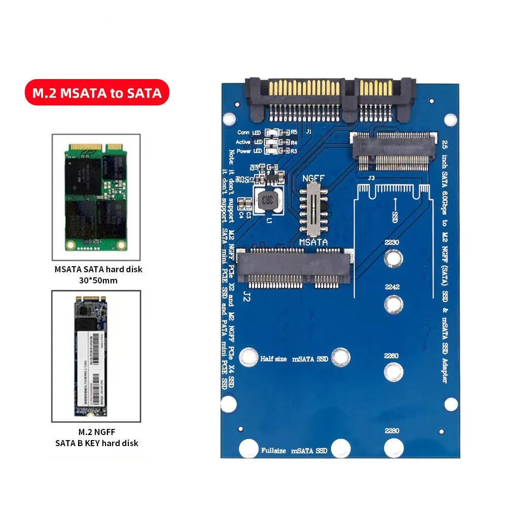 SATA3 to M.2 NGFF mSATA SSD conversion card adapter switchboard in black or blue