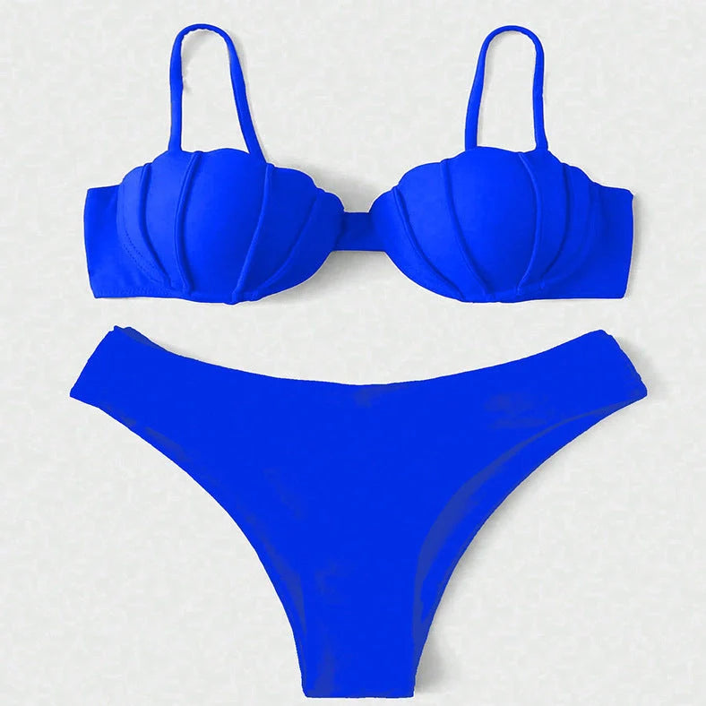 Sling I women's beach bikini swimsuit in rose red, black, or blue with sleeveless design and polyester fabric