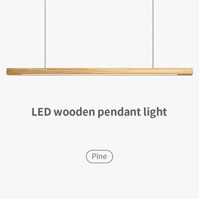 Japanese style solid wood strip lamp chandelier with walnut finish and PVC shade