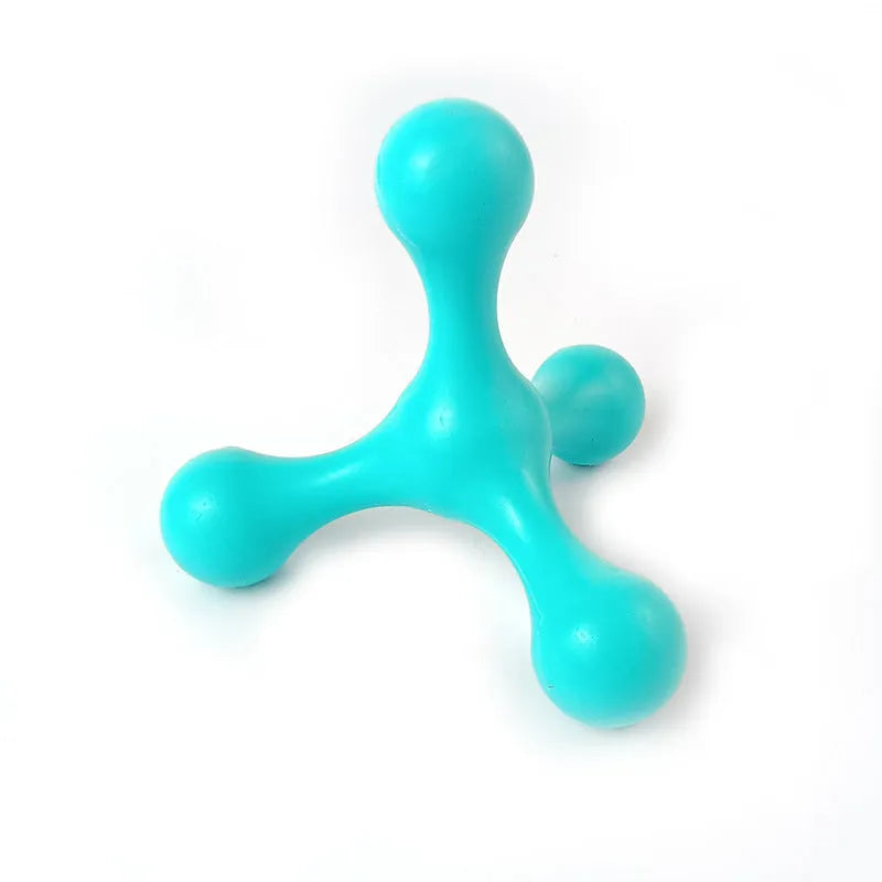 Silicone three-legged chew toy for small and medium dogs in assorted colours