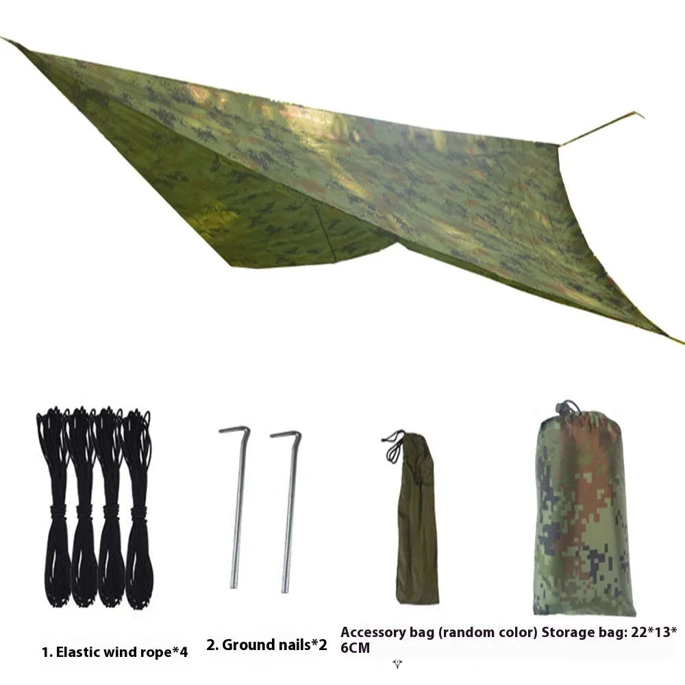 Waterproof anti-mosquito sunshade hammock package with canopy in army green for outdoor camping