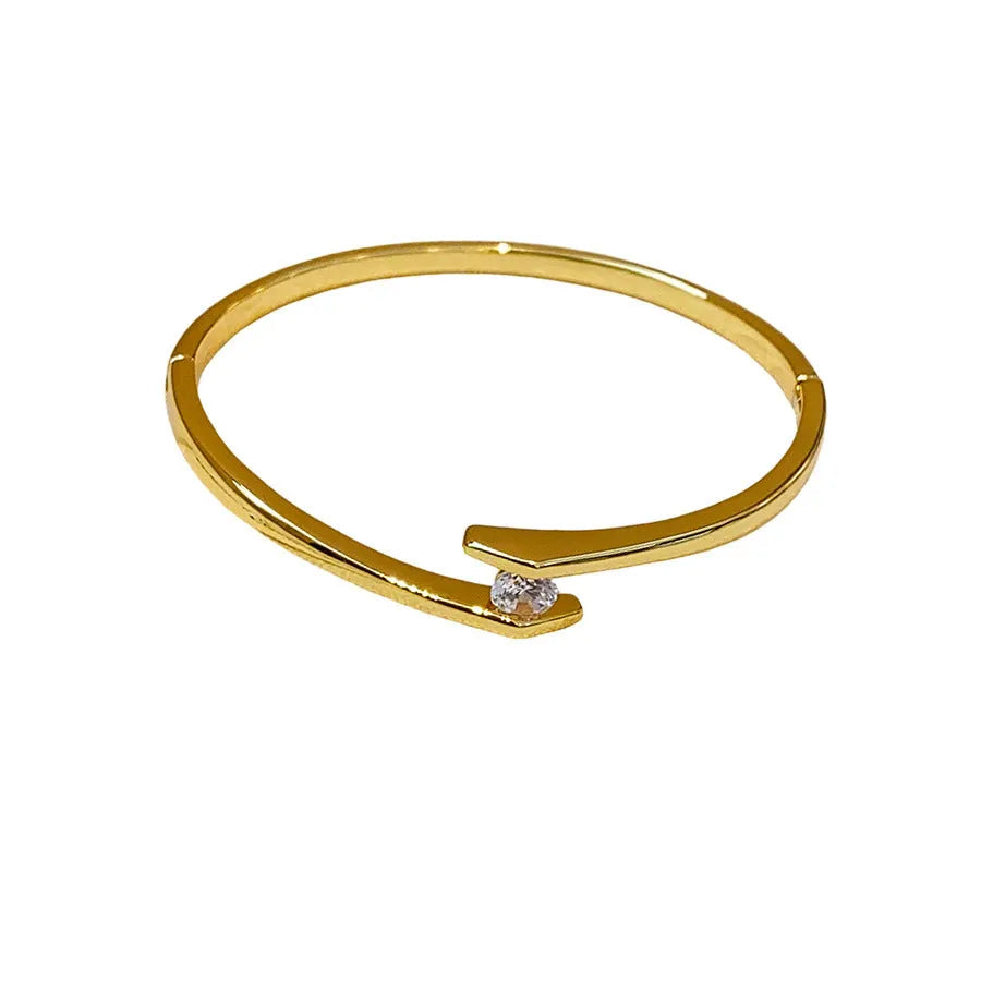 Genuine gold-plated round zirconia bracelet for women, copper base, real gold plating, gold finish
