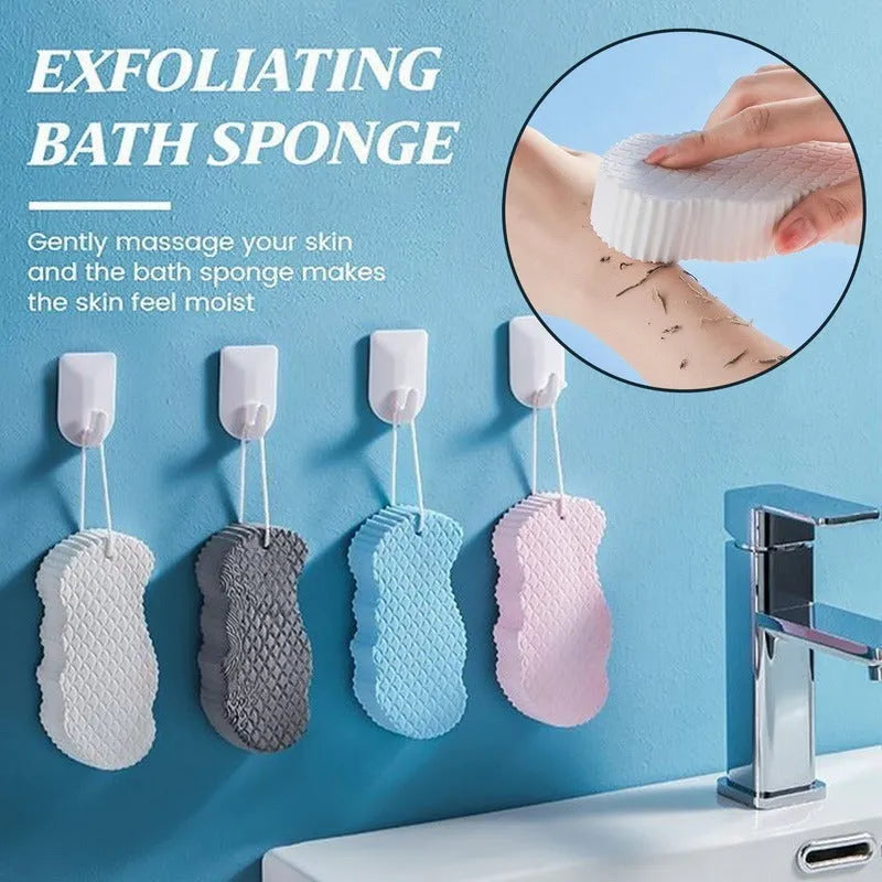 White 3D fish scale pattern bath ball sponge for gentle body exfoliation.
