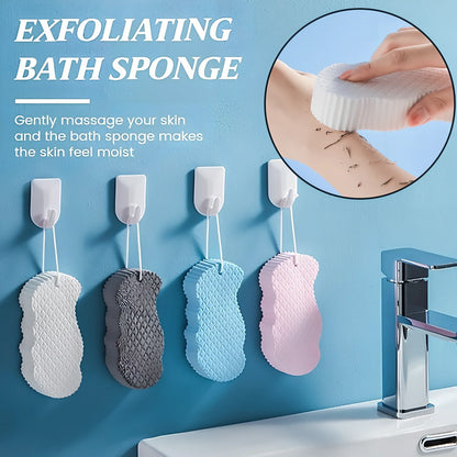 3D fish scale pattern bath sponge for gentle exfoliation and dead skin removal