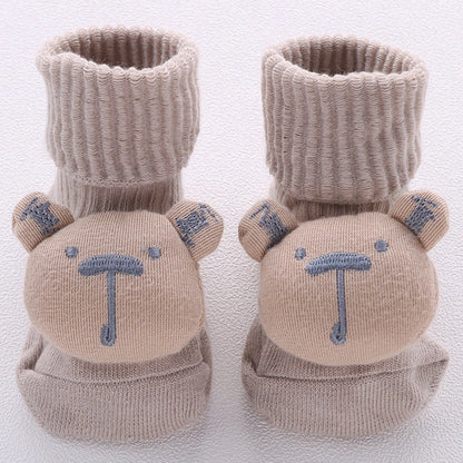 Cotton baby socks in various designs for newborns to 3-month-olds