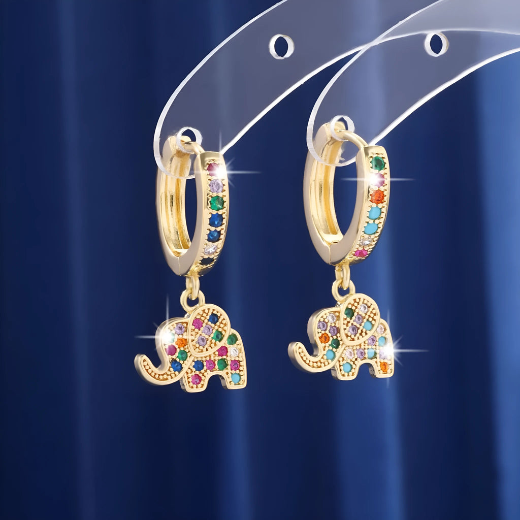 Women's copper earrings with zircon inlay, irregular animal shape, electroplated finish, light luxury design