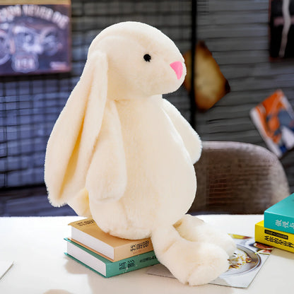28-30cm grey rabbit plush toy with short plush and PP cotton filling, compact for ages 7-14