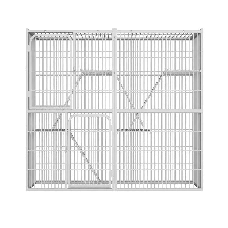 White three-layer indoor cat cage with iron frame, 142x54x130cm, for cats