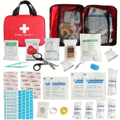 Large red medical rescue kit for car emergencies and outdoor travel