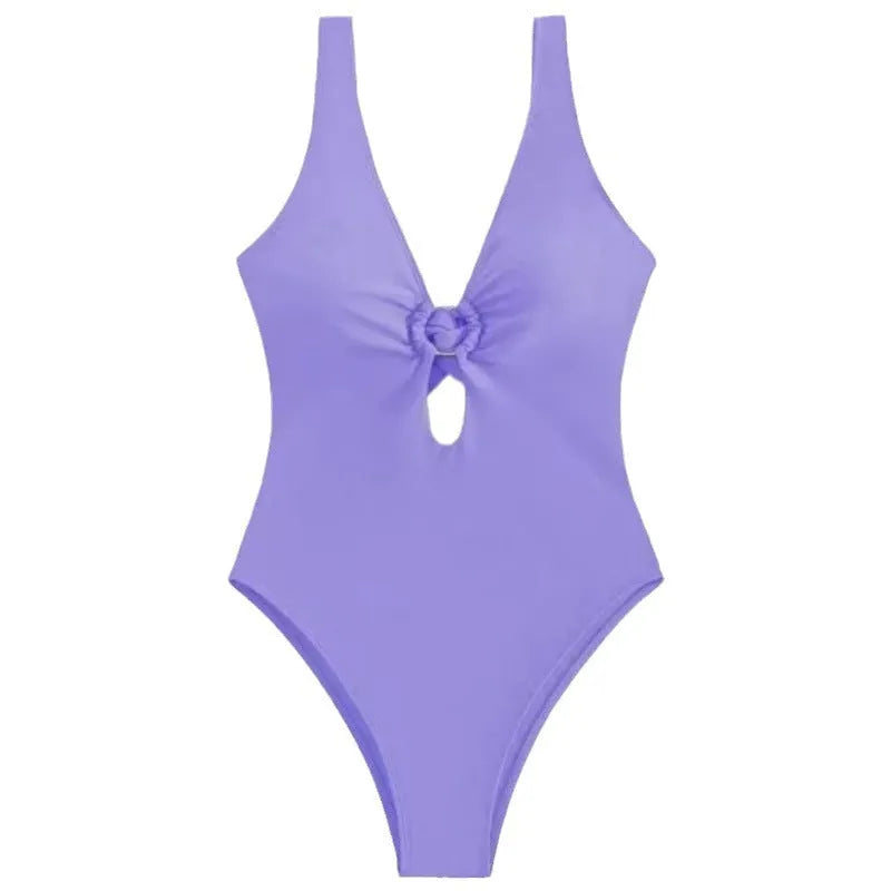 Women's solid colour one-piece swimsuit in polyester fabric available in eight colours