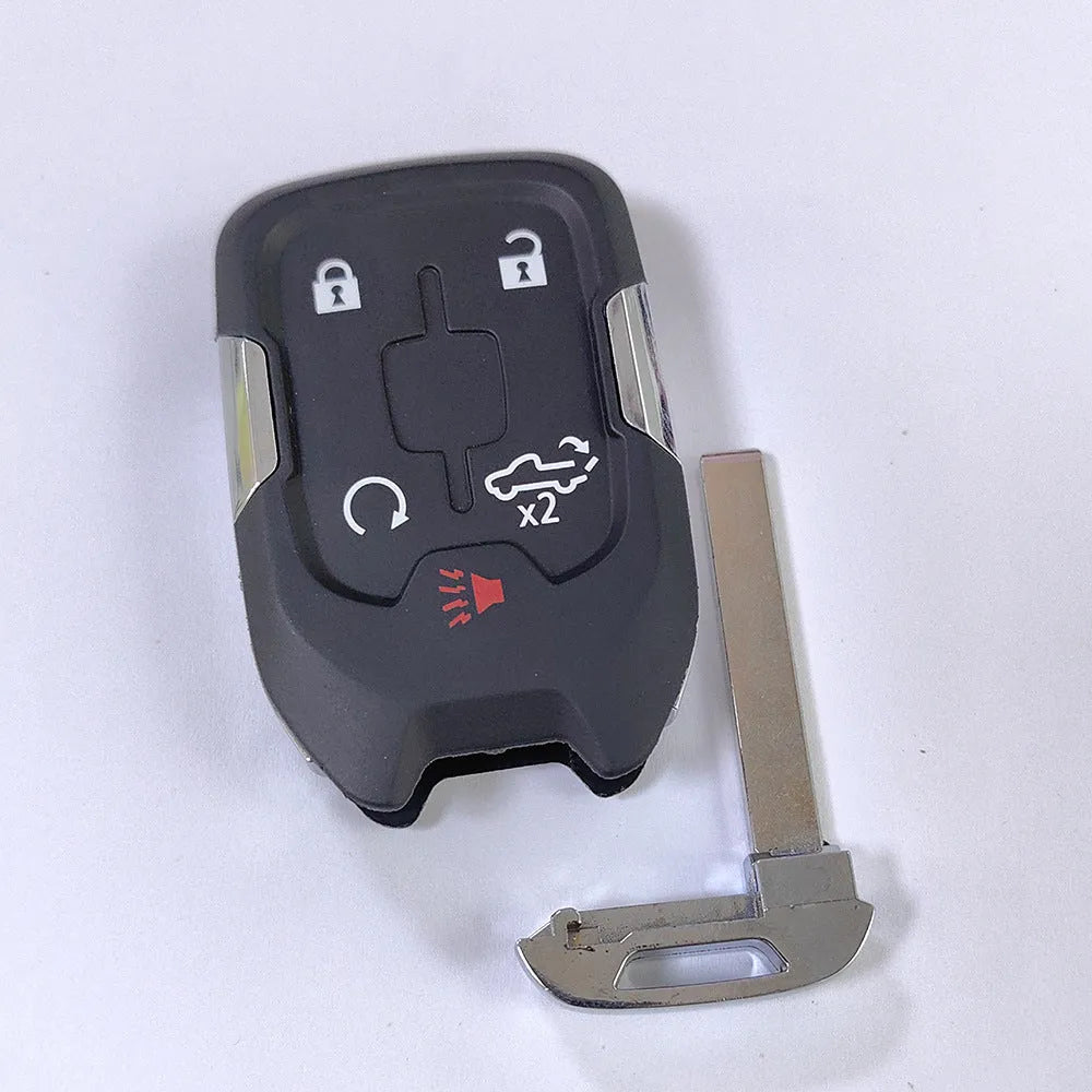 Black ABS 5-key smart key remote control shell for 2019-2022 Chevrolet Silverado Sierra with silicone button pad