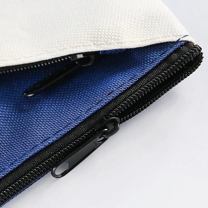 Blue double-layer zipper information bag made from Oxford cloth for student document organisation