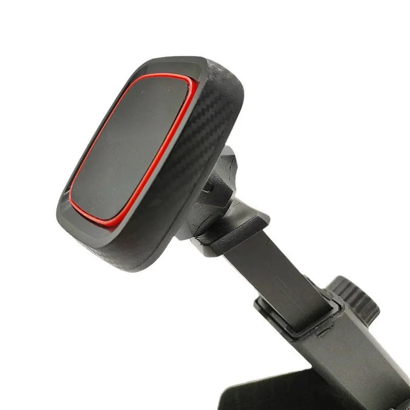 Black car air vent phone holder with long brush mounting mechanism for dashboard placement