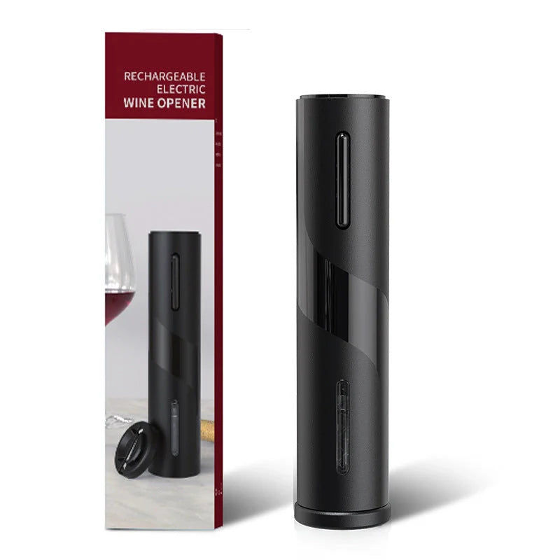 Rechargeable electric wine opener with LED light and tin foil cutter
