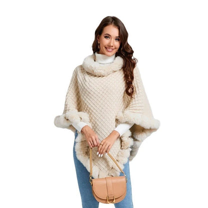 Rex Rabbit Fur Collar Shawl Cape in various colours
