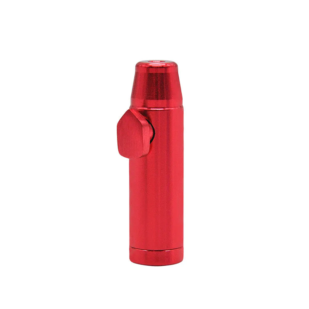 Aluminium alloy bullet snuff cigarette holder with flat head, shown in multiple colour options.