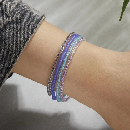 Luminous Bead Colored Beaded Anklet Bracelet in purple blue and yellow green