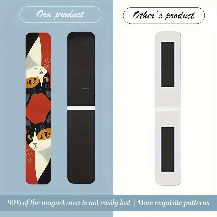 Set of 5 magnetic bookmarks with cute cat design, handmade, assorted colours