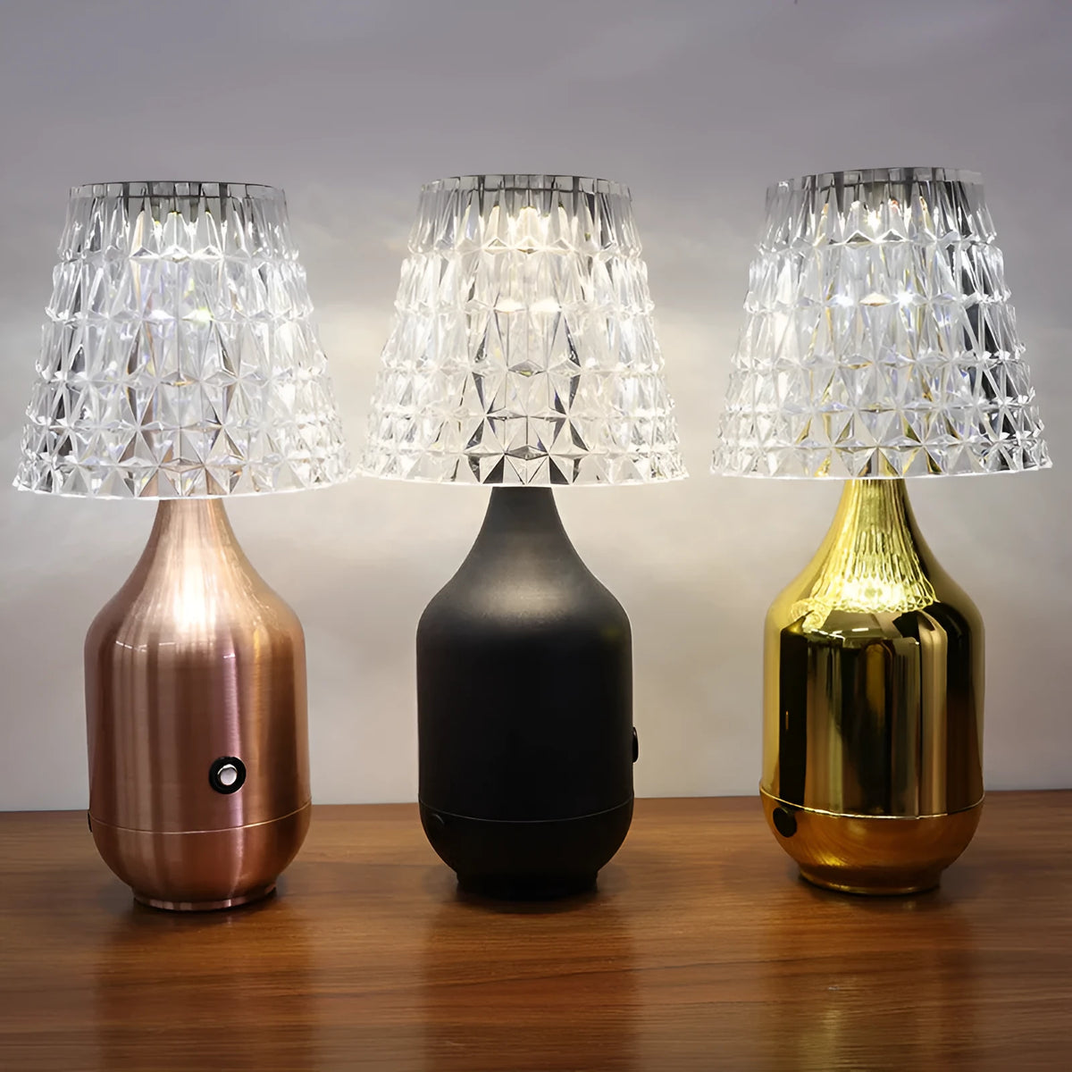 LED charging retro table lamp with USB outlet, American style, iron art plating, electrophoretic gold finish
