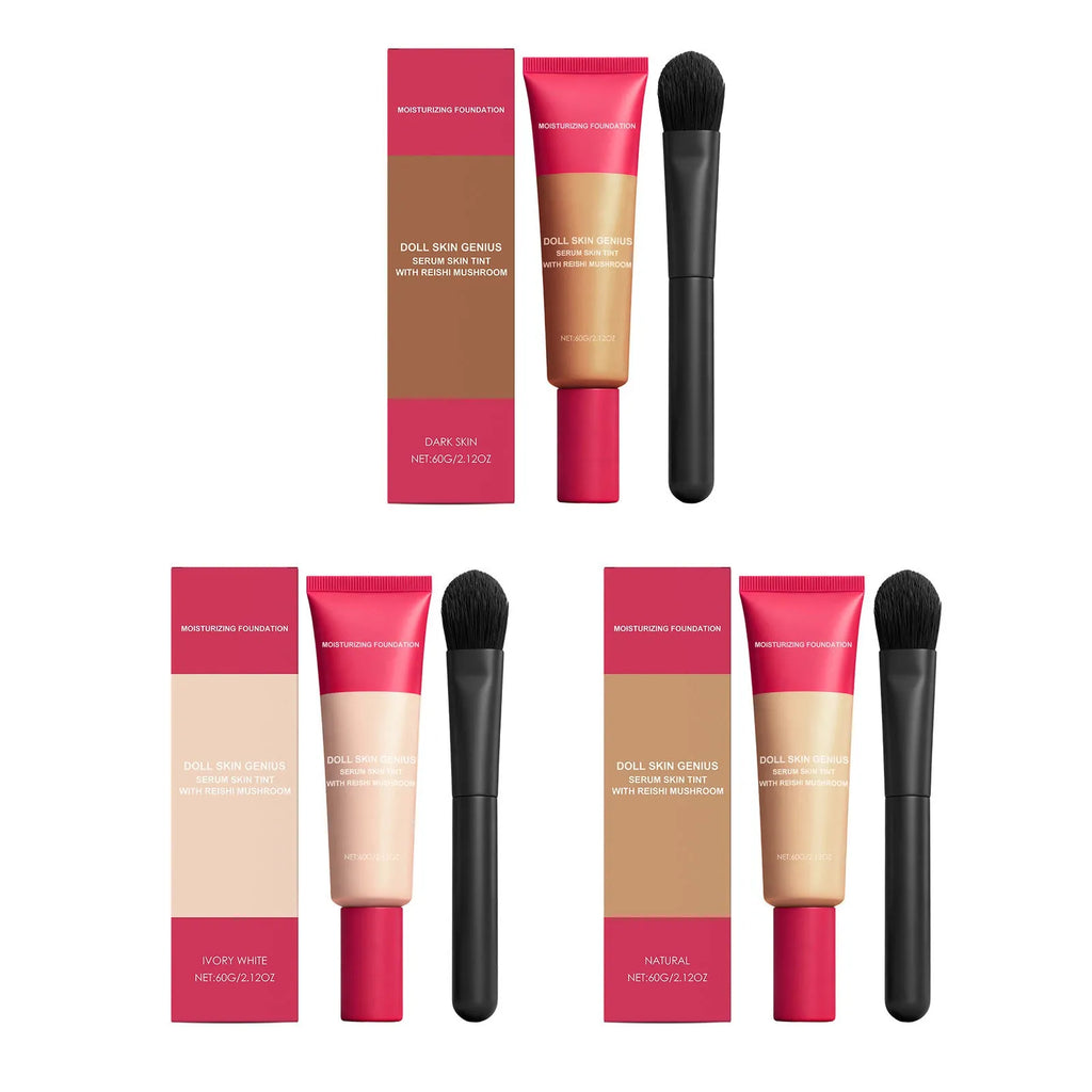 Foundation cream light and matte clear 60g pot with brush in three colour shades