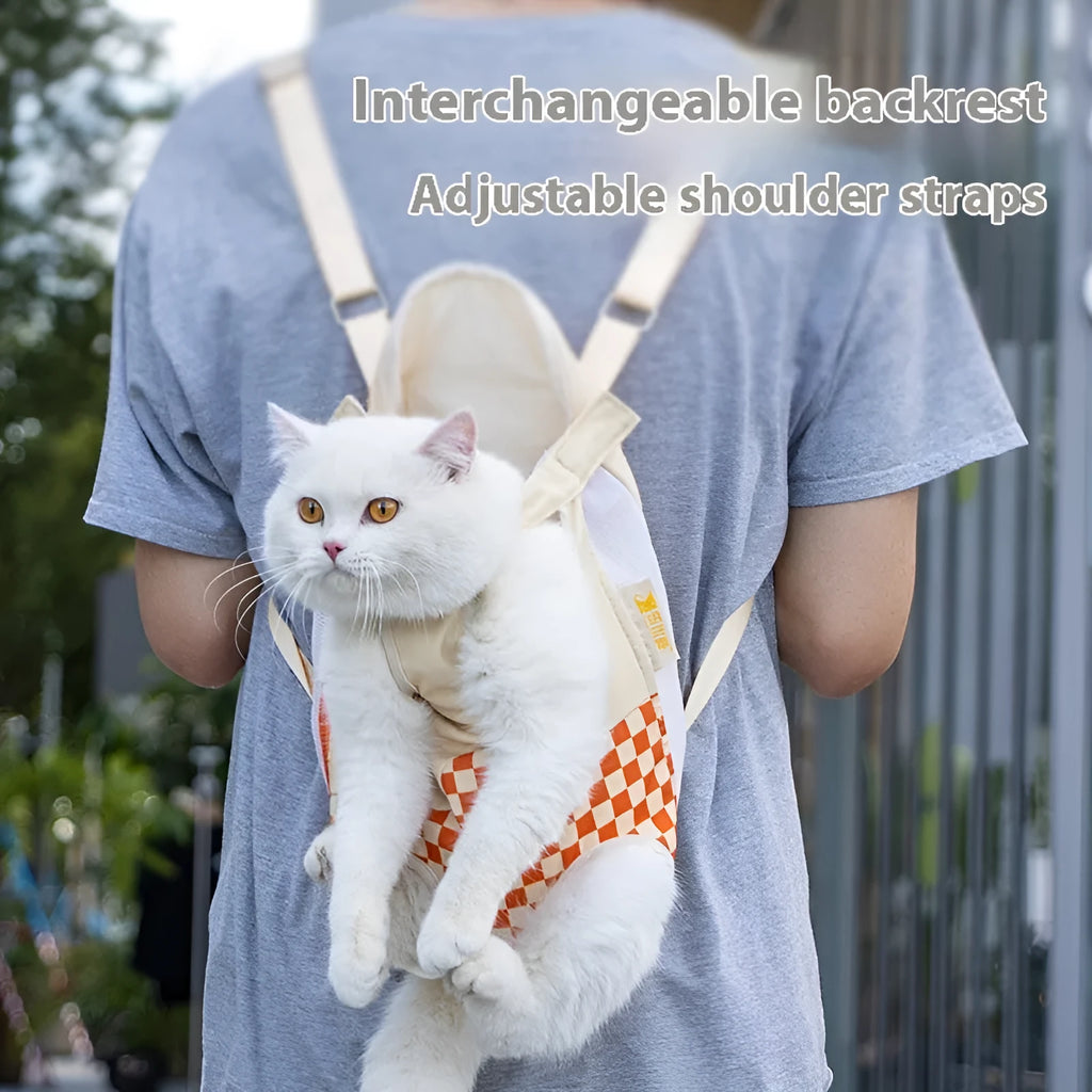 Soft non-woven polyester canvas pet backpack for cats in VC orange colour