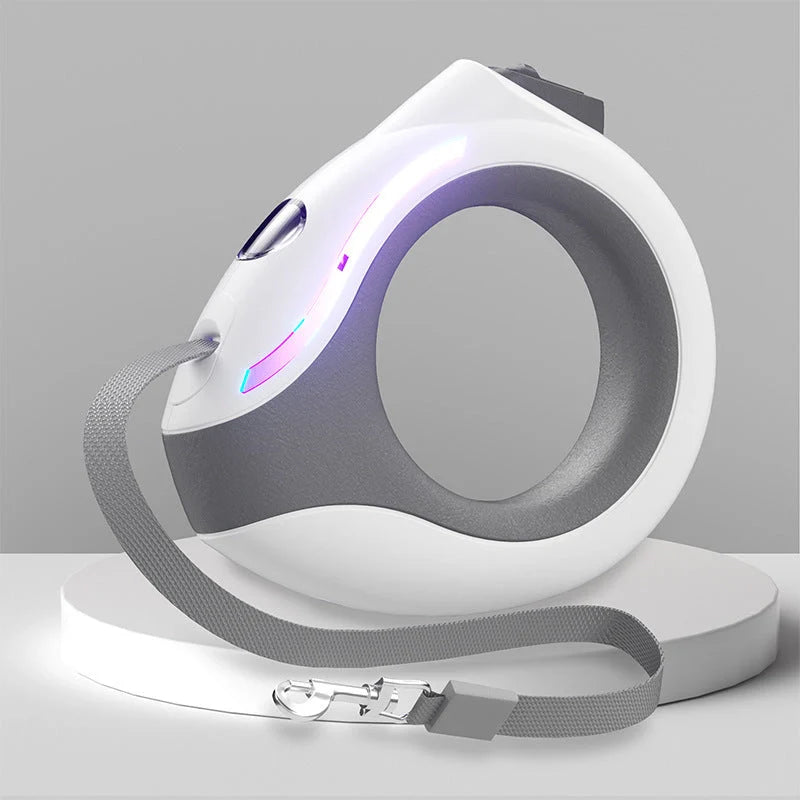 LED night lighting retractable dog leash in white and green options