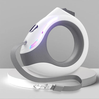 LED night lighting retractable dog leash in white and green options