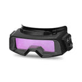 Black automatic changing light welding mask glasses showing large viewing area and headband