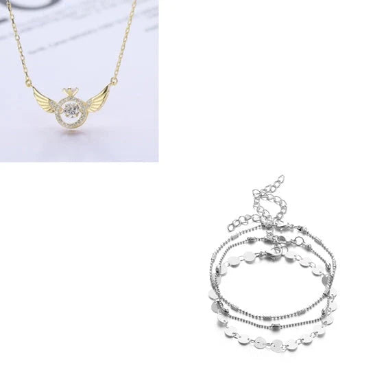 Angel Wings Necklace in gold, silver, and rose gold with adjustable length