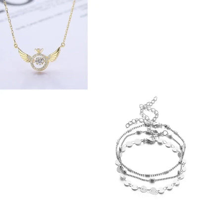 Angel Wings Necklace in gold, silver, and rose gold with adjustable length