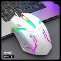 Black e-sports weighted wired USB gaming mouse on a desk