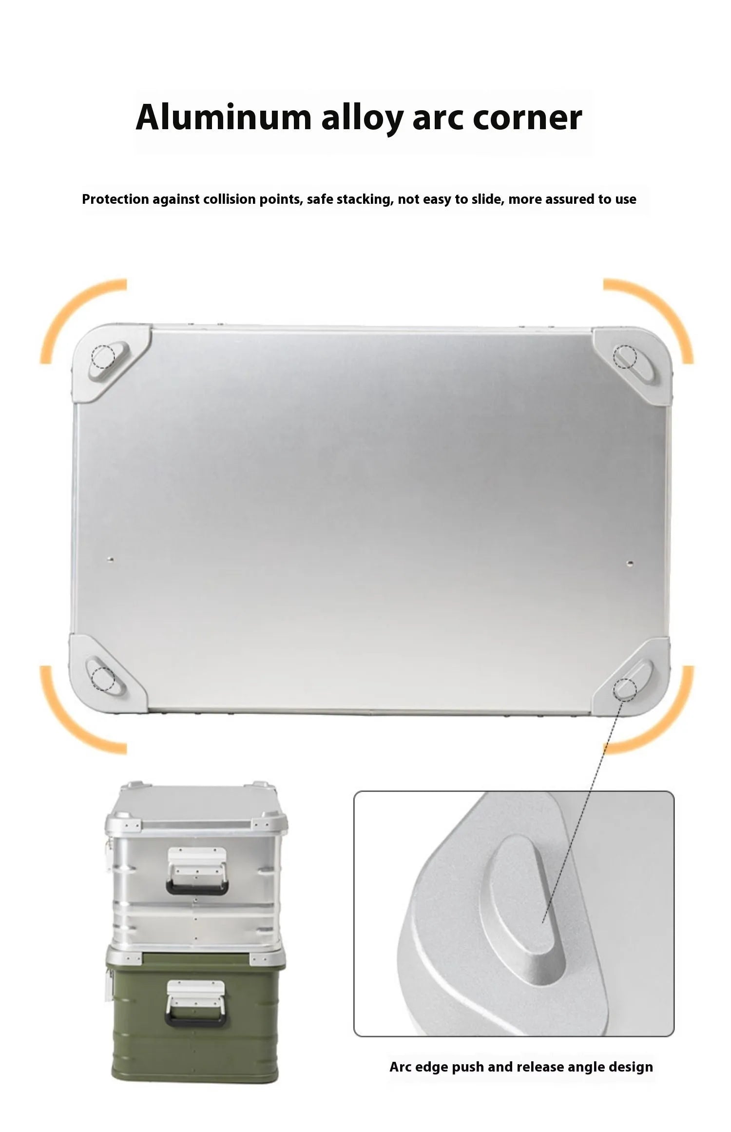 Field green aluminium alloy storage box for camping and vehicle use