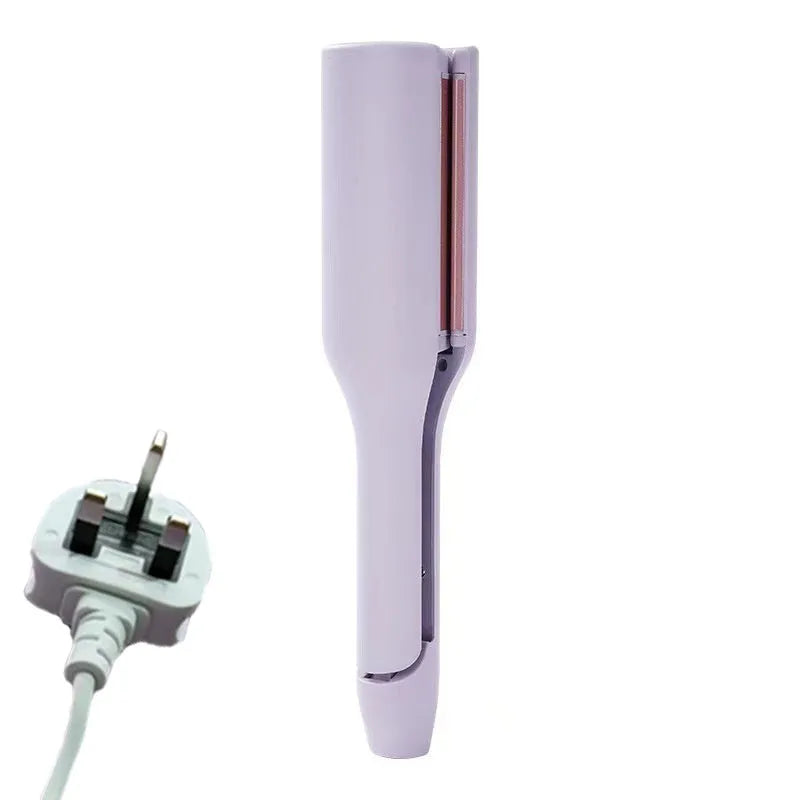 32mm French corrugated small curls plywood curling iron in pink with wired design and multiple plug options