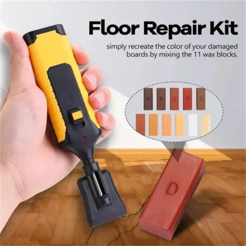 Floor repair tool with wax sticks for DIY tile scratch repair and furniture damage concealment