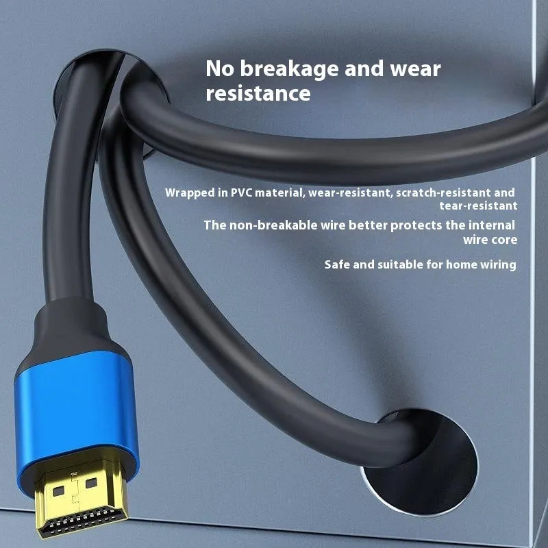 1.5 metre long HDMI cable with aluminium alloy gold-plated connectors on a white background.