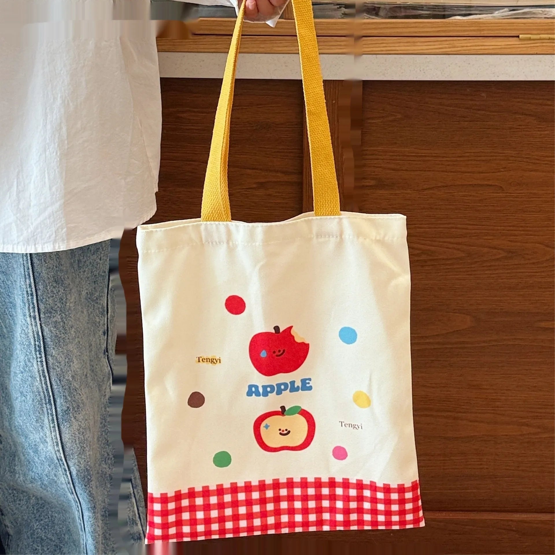Cartoon print canvas bag with animal design in 30x36x24cm size