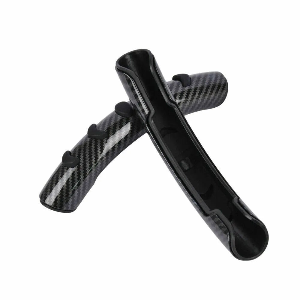 Carbon fibre black woven anti-slip sleeve for a 38cm car steering wheel.