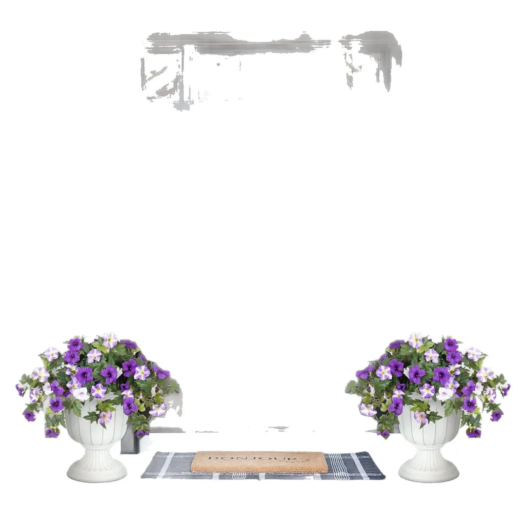Plastic decorative flower container with 12 fork stems holding colourful artificial flowers