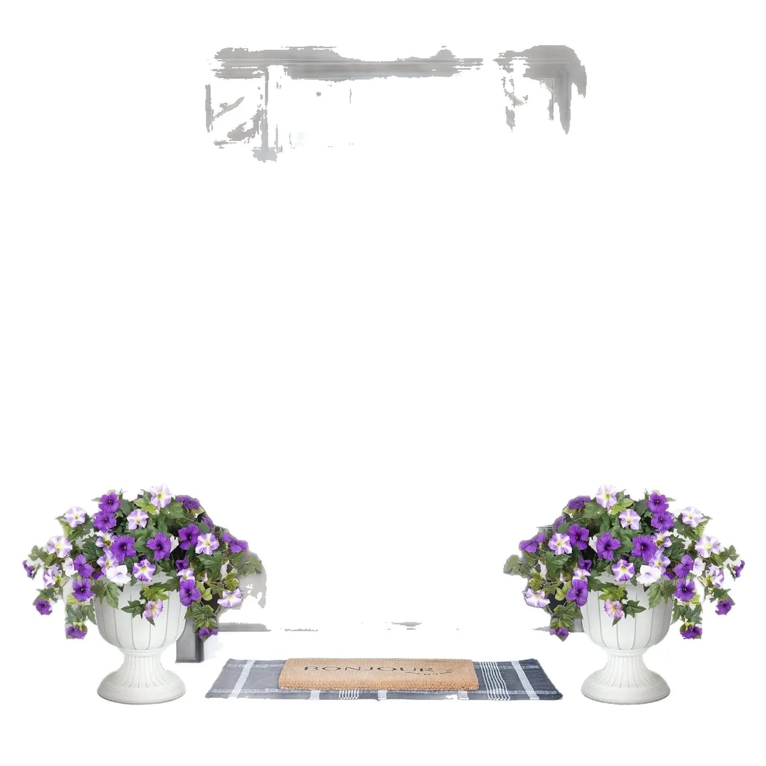 Plastic decorative flower container with 12 fork stems holding colourful artificial flowers