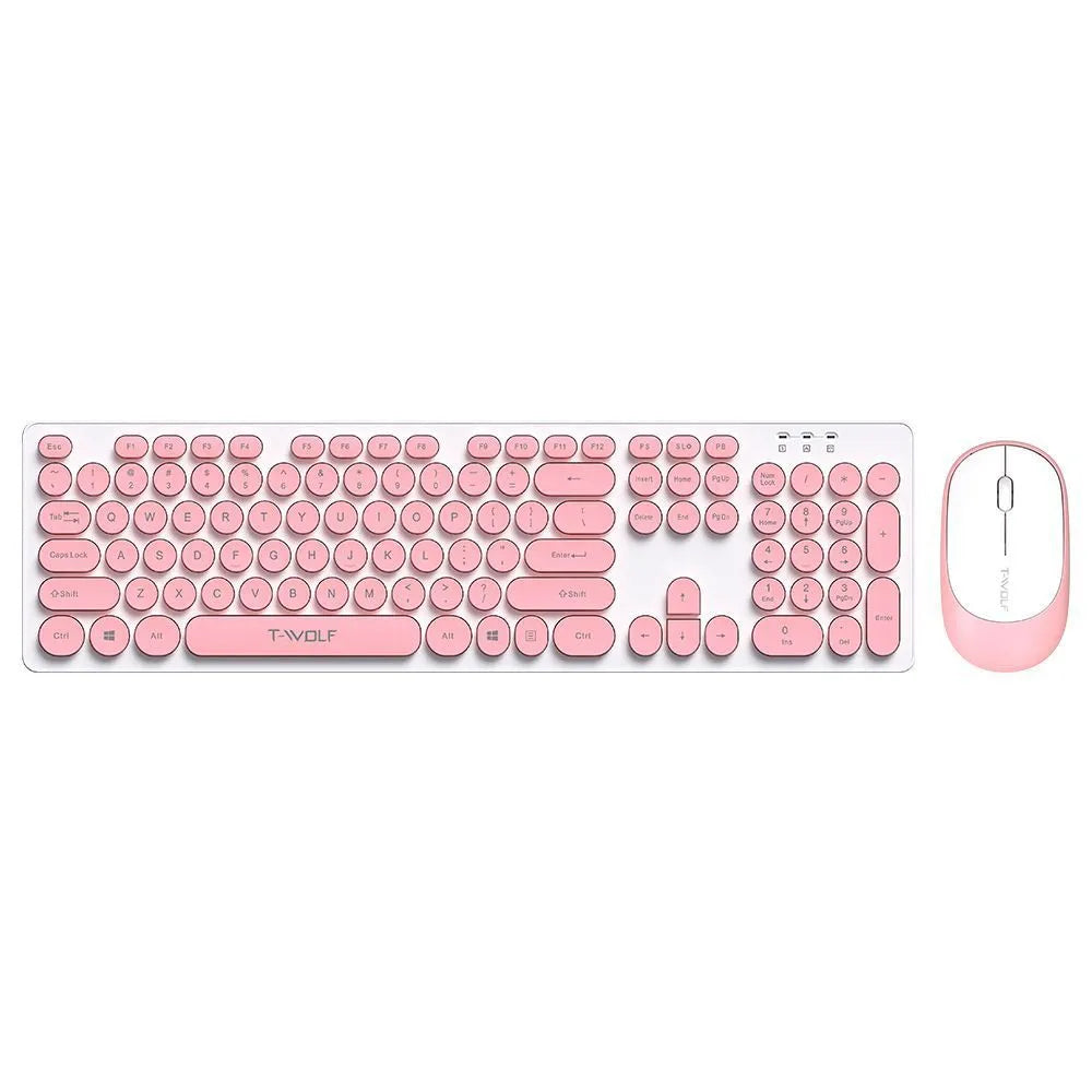 TF770 wireless keyboard and mouse set in light green with slim keyboard and compact mouse on a desk