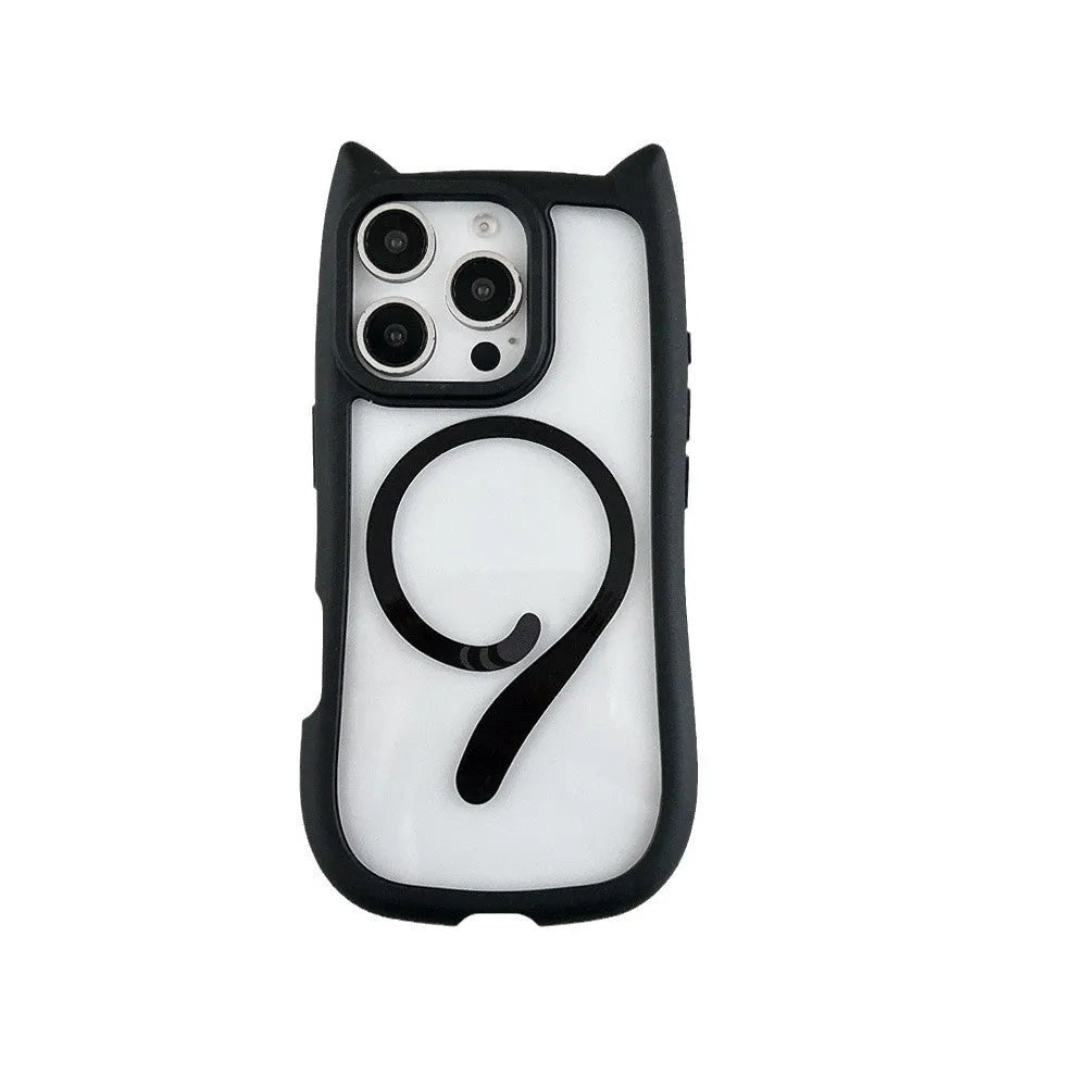 Transparent acrylic and black TPU phone case for iPhone 17 with a removable airbag component.