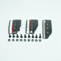 Aluminium alloy manual transmission car pedal set showing brake, clutch and accelerator pedals with mounting hardware